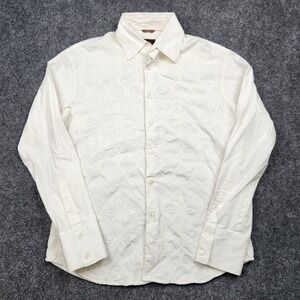 Roar Western Shirt Mens XL White Embroidered Button Front Long Sleeve Casual